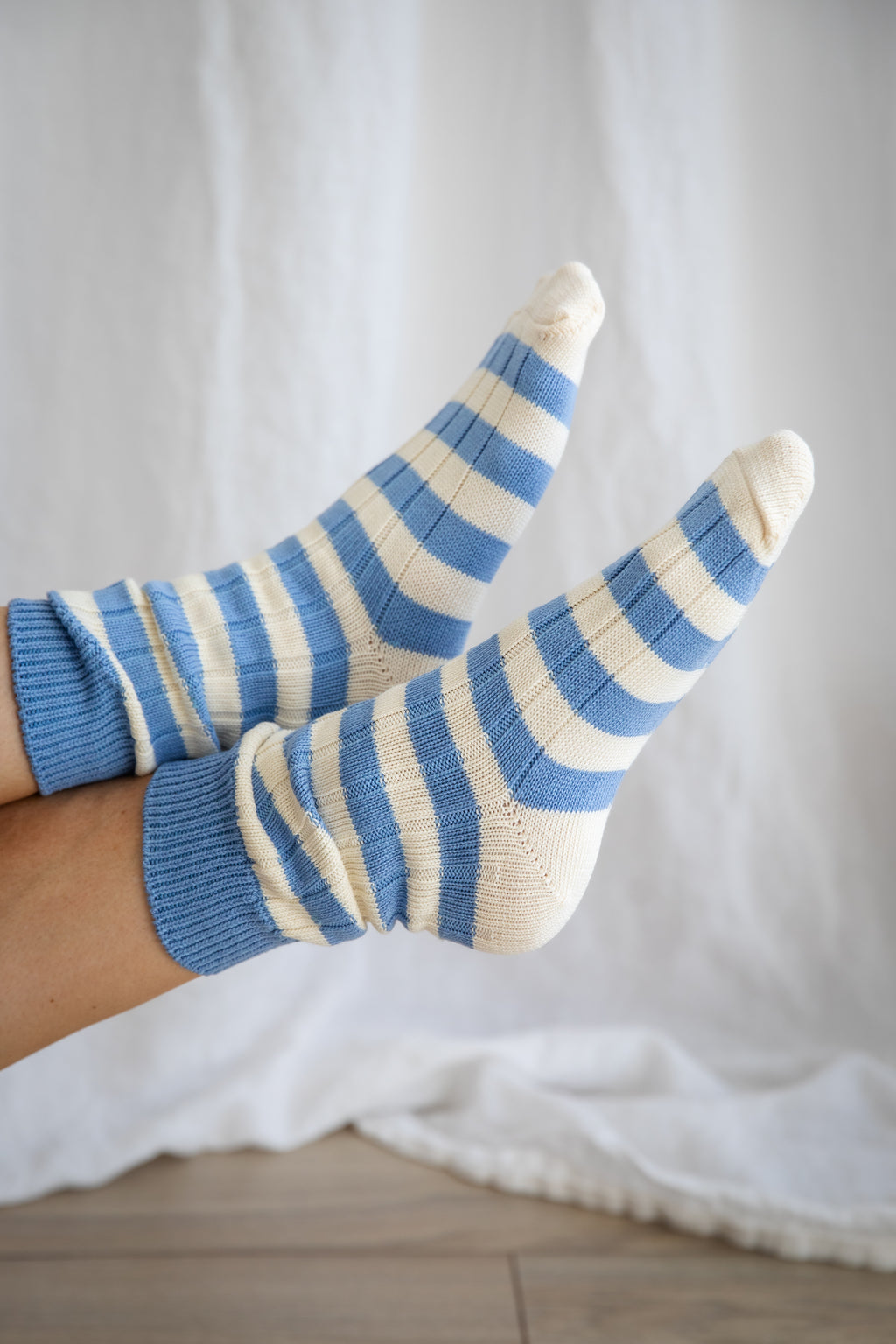 Marj - Natural / Sky Merino Sock